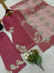 Natural Crep Silk Top-Bottom And Dupatta
