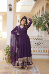 Faux Blooming Gown with Dupatta With Attractive Embroidered Sequins