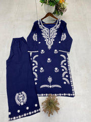 EXCLUSIVE EMBROIDERED TOP WITH PLAZZO PAIR