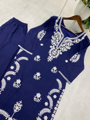 EXCLUSIVE EMBROIDERED TOP WITH PLAZZO PAIR