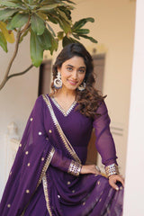 Faux Blooming Gown with Dupatta With Attractive Embroidered Sequins