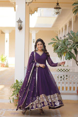 Faux Blooming Gown with Dupatta With Attractive Embroidered Sequins