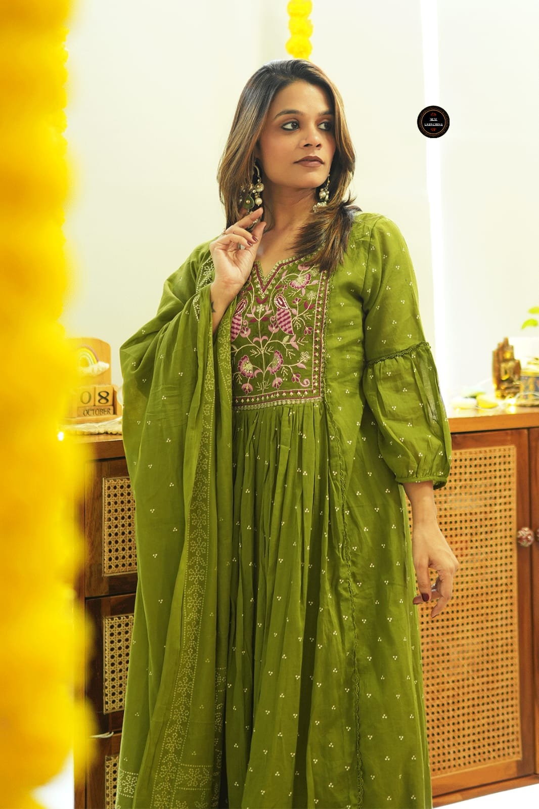 beutiful work on yoke Anarkali kurti Set
