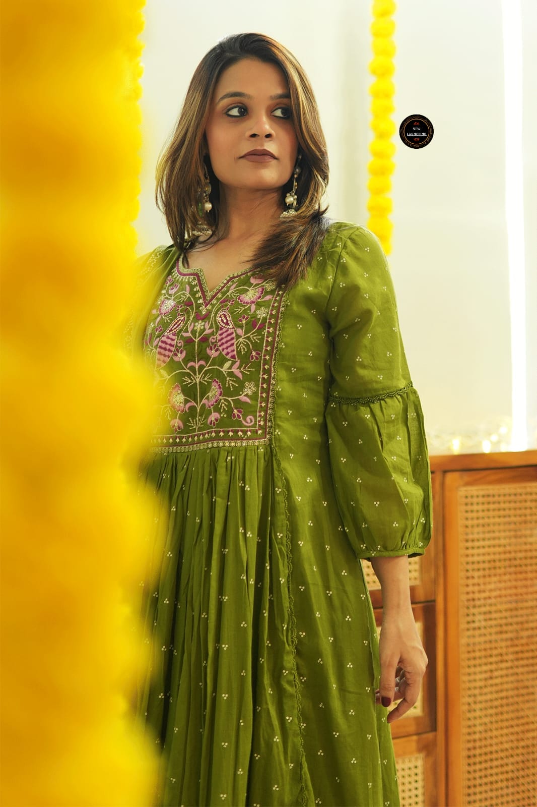 beutiful work on yoke Anarkali kurti Set