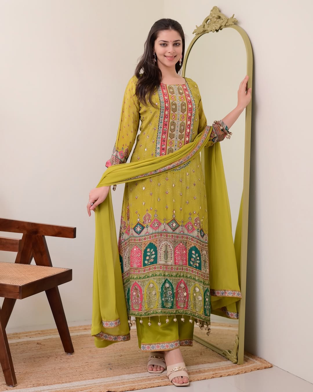 NEW ARRIVALS PISTA SHANTI ANARKALI KODI  ROUND SET